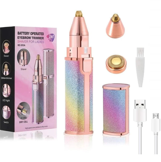 UniquePulse™ GlowTrim 2-in-1 Rechargeable Eyebrow & Facial Hair Trimmer